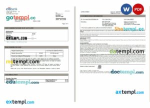 USA Citibank statement Word and PDF example, 6 pages