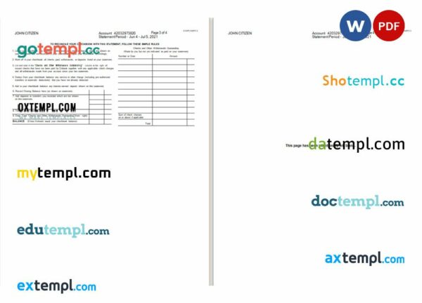 USA Citibank statement Word and PDF example, 6 pages - Image 2