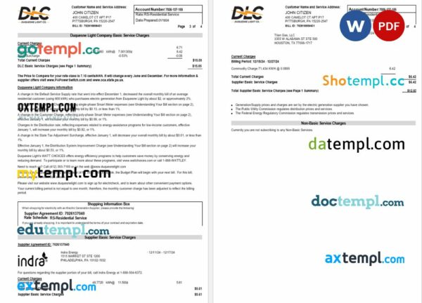 USA DLC utility bill download Word and PDF example, 4 pages - Image 2