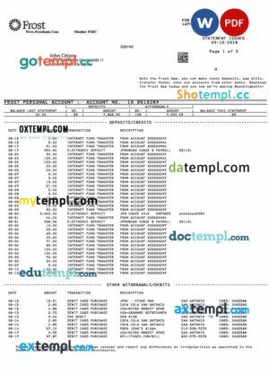 USA Fost bank statement 3 - 6 months Word and PDF example
