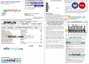 USA GVEA utility bill Word and PDF template, 2 pages