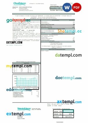 USA Ohio Edison utility bill download Word and PDF example