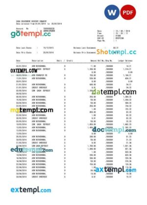USA WASHINGTON bank statement 3 - 6 months Word and PDF example