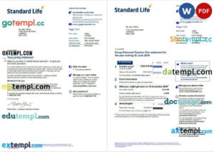 United Kingdom Standard Life utility bill template in Word and PDF format, 7 pages