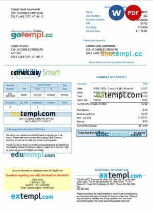 United Kingdom Utility Smart utility bill download Word and PDF example