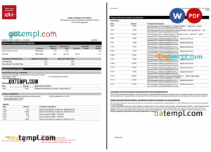 Australia BECU bank statement Word and PDF template, 2 pages