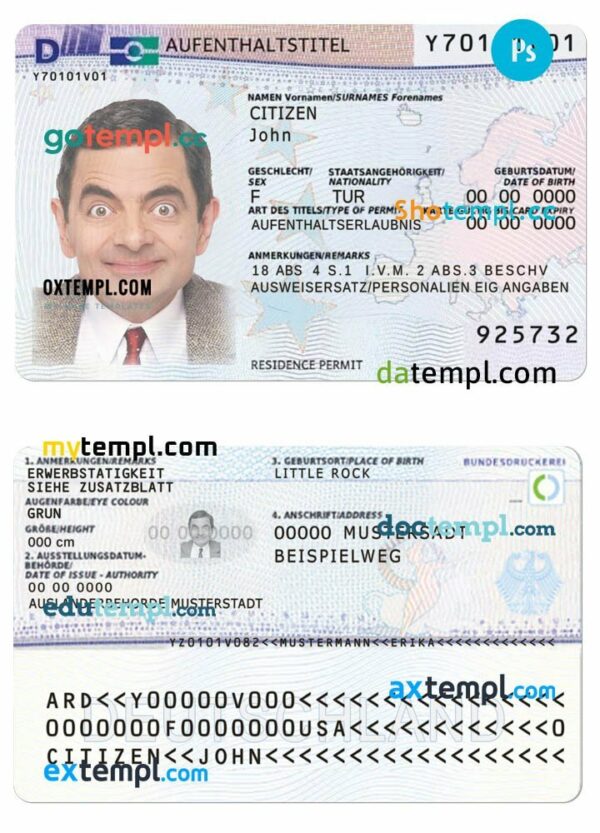 Germany residence permit PSD template, 2011 - present