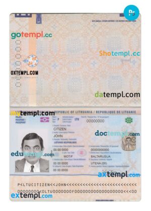 Lithuania passport PSD template, 2021-present