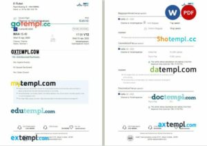 Peytm Flights - IndiGo airplane e-ticket, Word and PDF download template, 3 pages