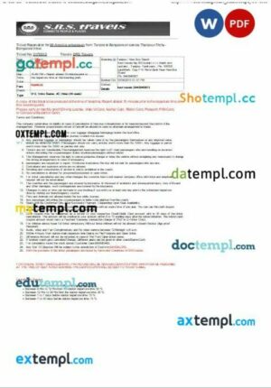 SRS Travels bus e-ticket, Word and PDF download template