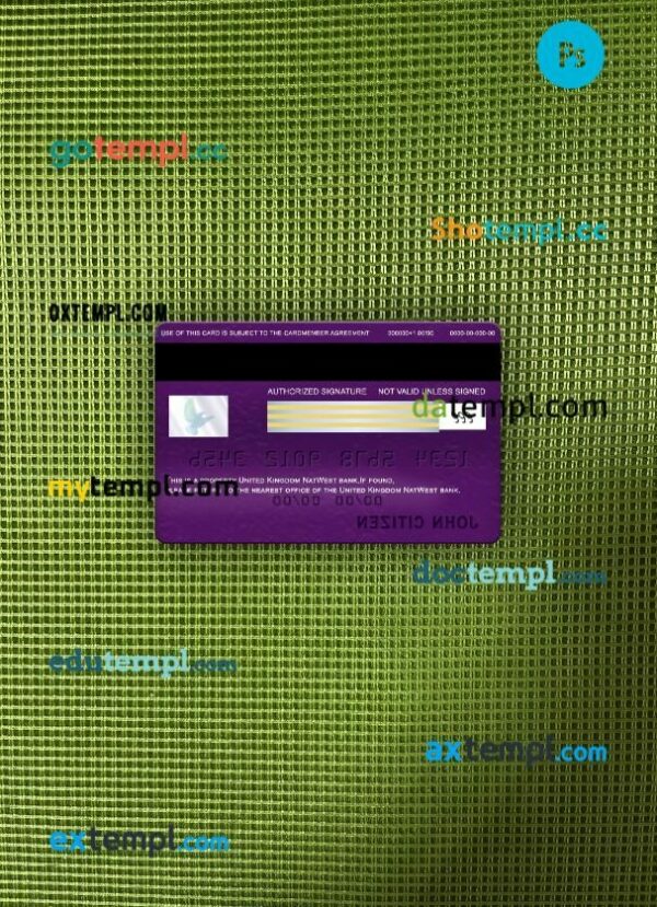 United Kingdom NatWest bank visa classic card PSD scan and photo-realistic snapshot, 2 in 1 - Image 2