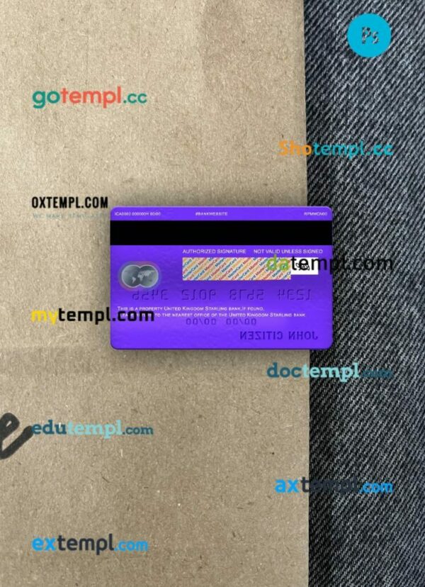 United Kingdom Starling bank mastercard PSD scan and photo taken image, 2 in 1 - Image 2