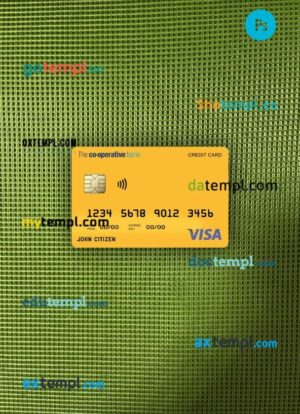 United Kingdom The co-operative bank visa card PSD scan and photo-realistic snapshot, 2 in 1