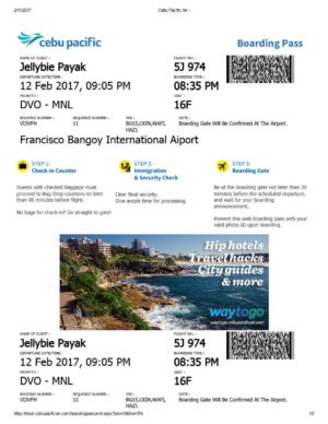 Cebu Pacific boarding pass in Word and PDF formats