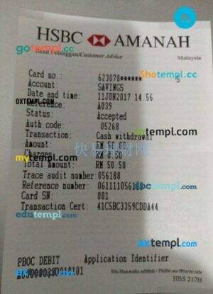 HSBC payment check PSD template