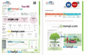 Qatar Kahra Maa business utility bill Word and PDF template, 2 pages