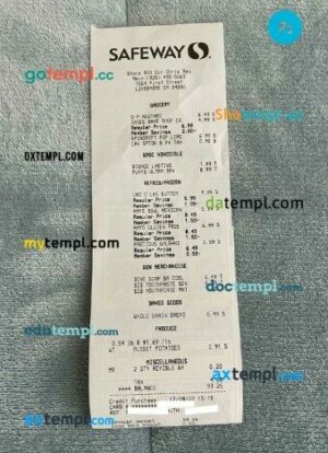 Safeway supermarket payment check PSD template