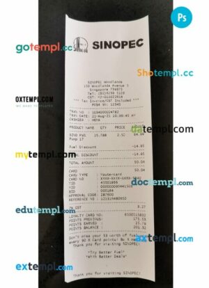 Sinopec corporation payment receipt PSD template