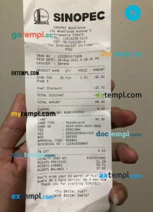 Sinopec group payment check PSD template
