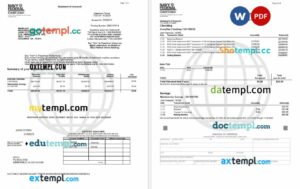 USA Navy Federal bank statement current version, Word and PDF template, 3 pages, version 2