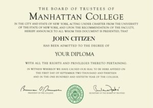 USA New York Manhattan College diploma template in PSD format