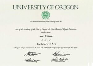 USA University of Oregon diploma template in PSD format