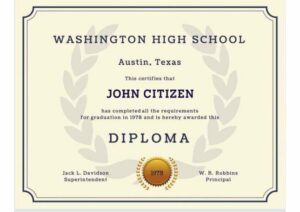 USA Washington High School diploma template in PSD format