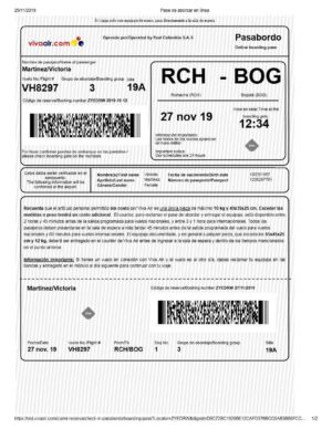 Viva Air boarding pass in Word and PDF formats