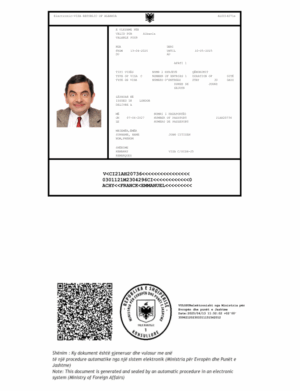 Albania e-visa template in Word and PDF formats, version 2