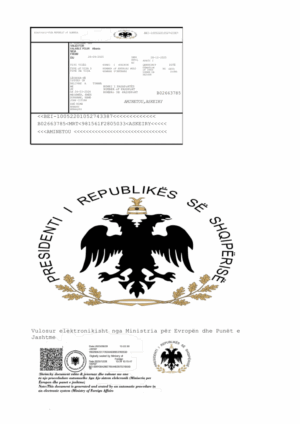 Albania e-visa template in Word and PDF formats, version 3