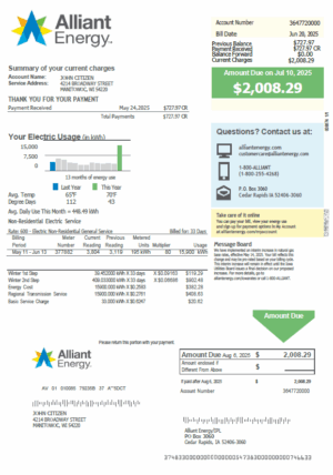 Australia Alinta Energy utility bill template in Word and PDF formats, version 3