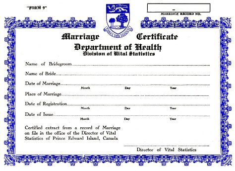 Canada Office of vital statistics marriage certificate template in PSD format
