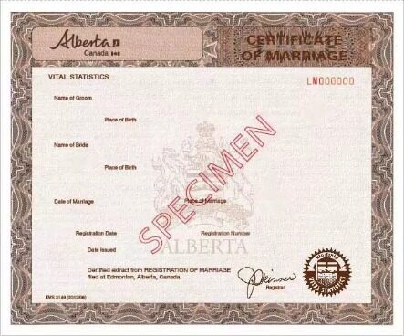 Canada Registrar of vital statistics marriage certificate template in PSD format