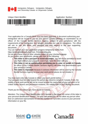 Canada visa approval letter template in Word and PDF formats