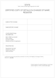 Certified copy of details in change of name register template in PSD format