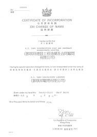 China Registry of companies name change certificate template in PSD format
