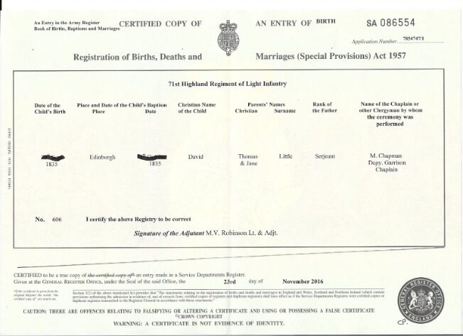 England General register office birth certificate template in PSD format