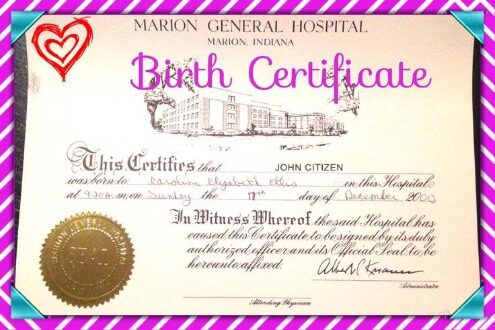 India Marion General Hospital Birth Certificate template in PSD format