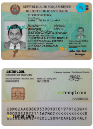 Mozambican id card download example in PSD format, fully editable