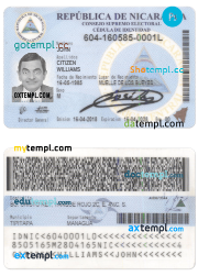 Nicaraguan id card download PSD example, with fonts