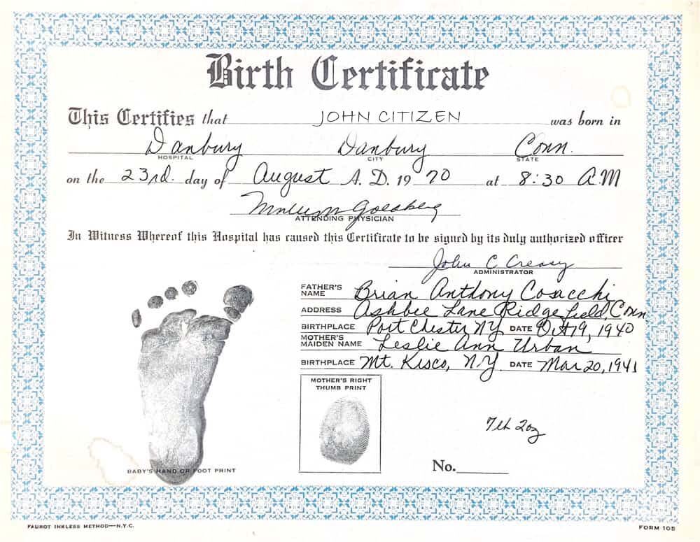 New York Mt Kisco hospital birth certificate template in PSD format