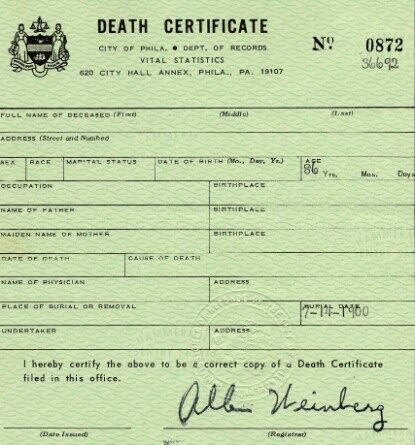 Pennsylvania Departments of records death certificate template in PSD format