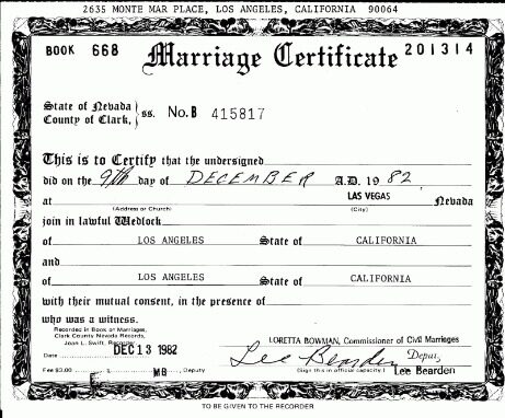 USA Civil marriages registry marriage certificate template in PSD format