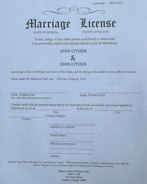 USA County of Fulton marriage certificate template in PSD format