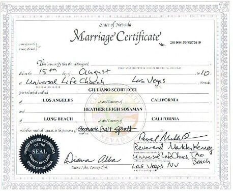 USA County of clerk of Nevada marriage certificate template in PSD format