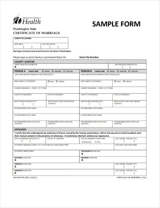 USA Department of health marriage certificate template in PSD format