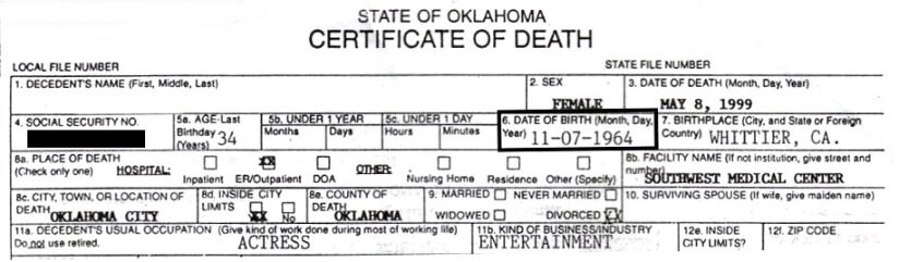 USA Government of Oklahoma death certificate template in PSD format