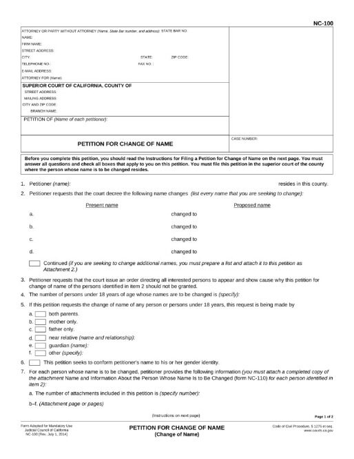 USA Judicial council of California name change certificate template in PSD format
