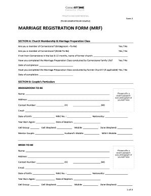 USA Marriage registration form template in PSD format