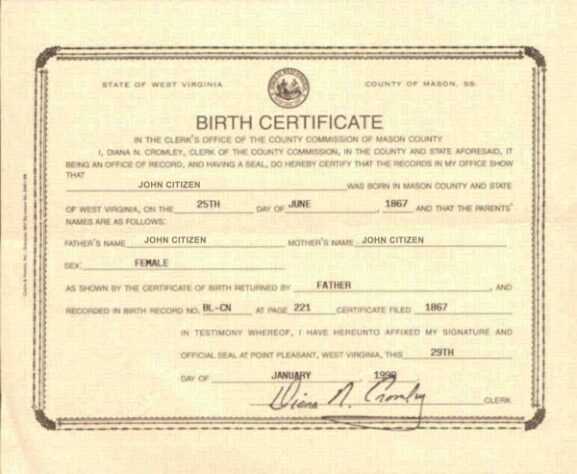 USA Mason county death certificate template in PSD format